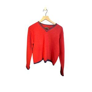 Abercrombie & Fitch Vintage Red Wool Sweater V-Neck Size‎ womens M 100% Shetland
